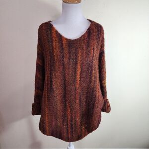 Berretti Woman’s Brown Striped Wool Blend Dolman Sleeve Sweater Size S/M Italy